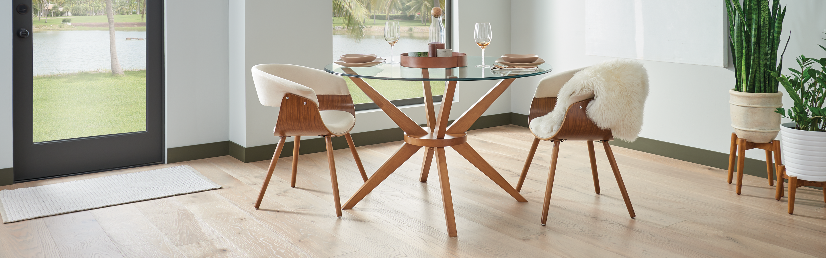 Hardwood floors in boho kitchen